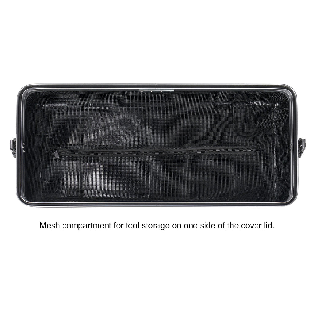 Sound Town STRC-A4U-R Lightweight and Compact 4U (4 Space) PA DJ ABS Rack/Road Case, 19” Depth and Heavy-Duty Latches, Refurbished - Mesh bag compartment for tool storage on one side of the cover lid.