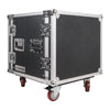 Sound Town STRC-SP10UW Shock Mount 10U ATA Rack Case with 17" Rackable Depth and Casters, Pro Tour Grade - Back View with Rear Covers