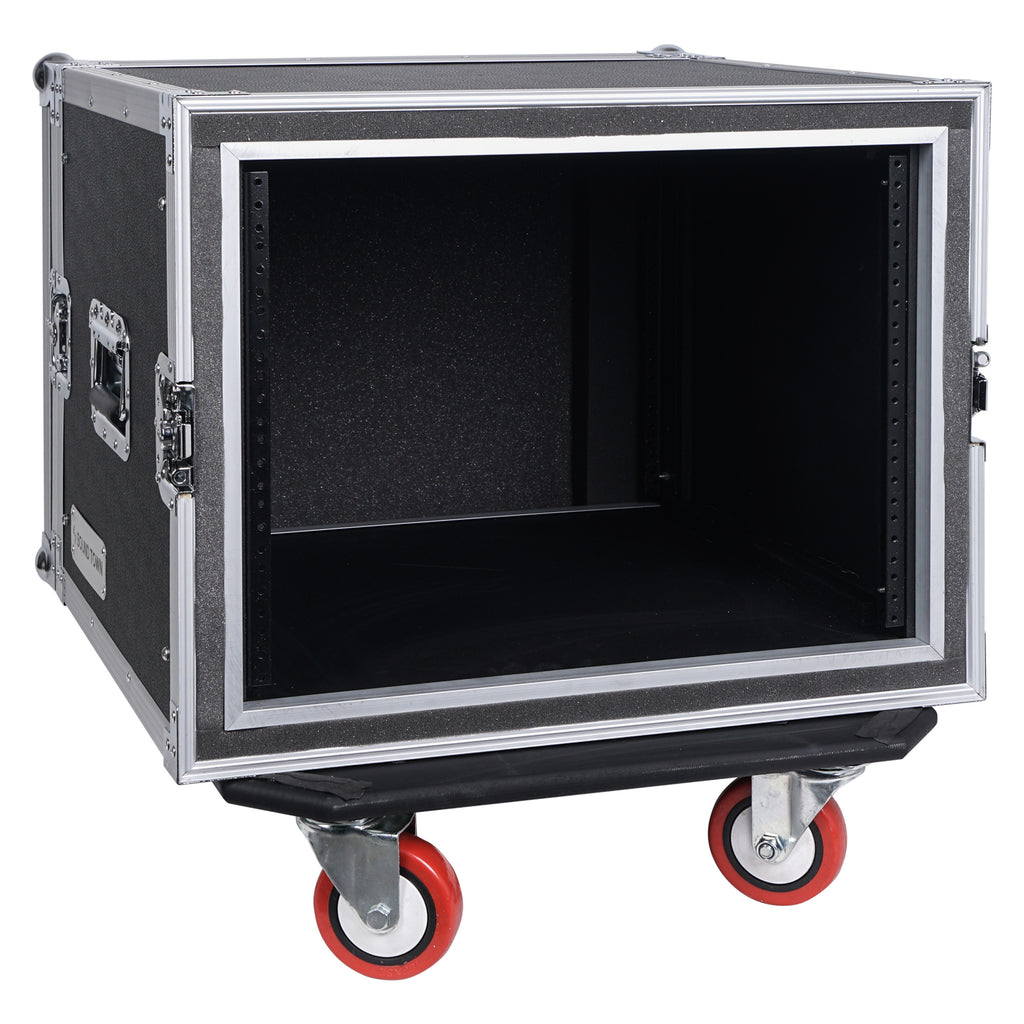 Sound Town STRC-SP8UW 8U (8 Space) PA/DJ Shock Mount Rack/Road ATA Case with 17” Rackable Depth and Casters - Removable Front Cover
