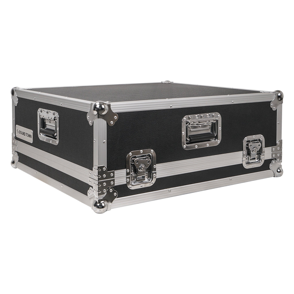 Sound Town STRC-X32COMP ATA Plywood Mixer Case with Interior Foam Protection and Recessed Wheels, for Behringer X32 Compact Digital Mixer - recessed twist latches