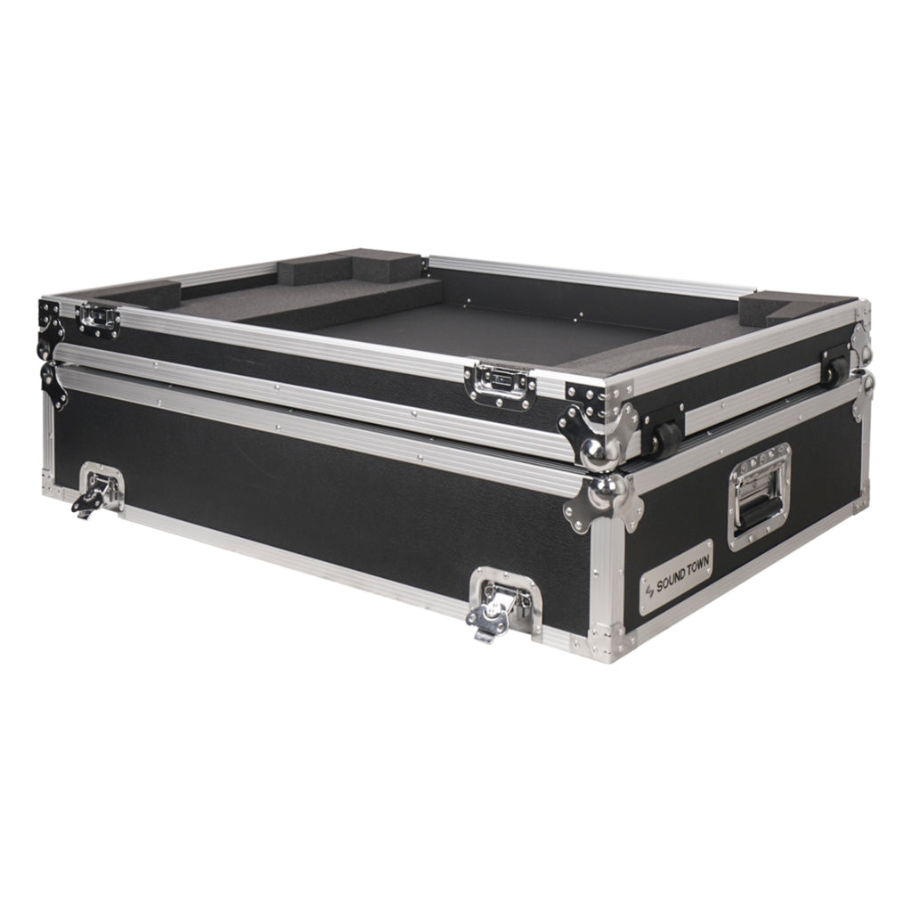 Sound Town STRC-X32W ATA Plywood Mixer Case with Interior Foam Protection and Recessed Wheels, for Behringer X32 Digital Mixer - Commercial-grade plated hardware