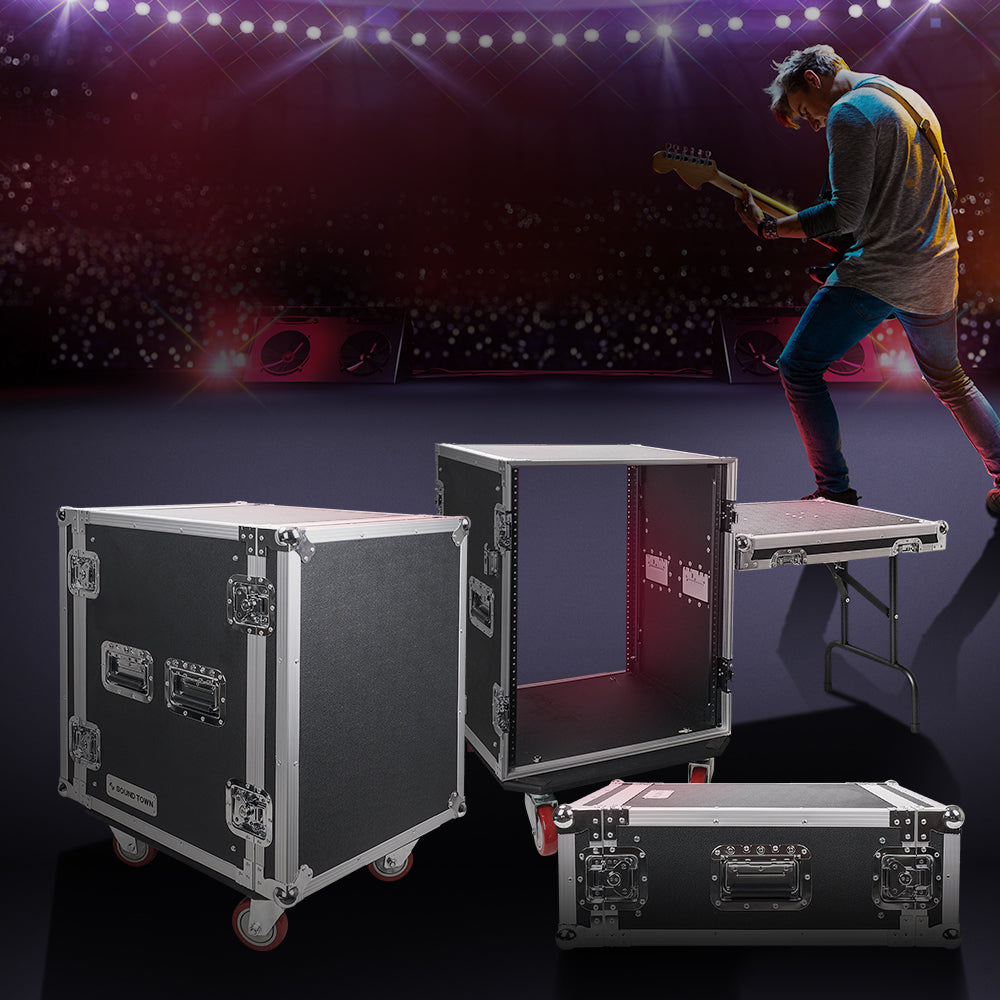 Sound Town STRC-14UW 14U Space PA/DJ Rack/Road Case w/ 17" Depth, Casters, Plywood, Metal Ball Corners -  product collection