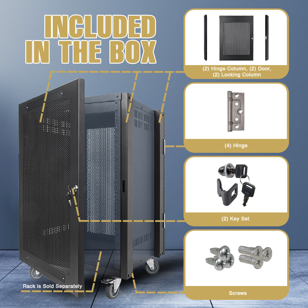 Sound Town STRK-DS30U Vented Server Rack Doors, for STRK-M30U Steel Rack - Included in the box, Package Contents