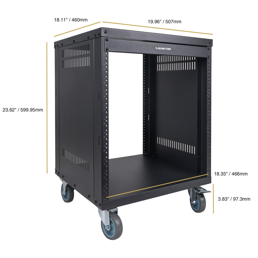STRK-M12UWD | 12U Universal Steel Rack, w/ Mesh Doors
