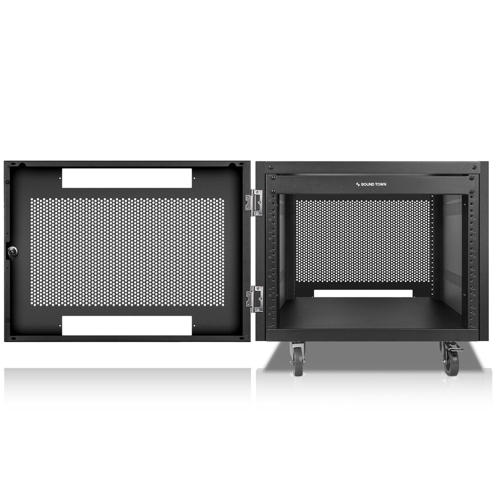 STRK-M8UWD | 8U Universal Steel Rack, w/ Mesh Doors, Locking Casters ...