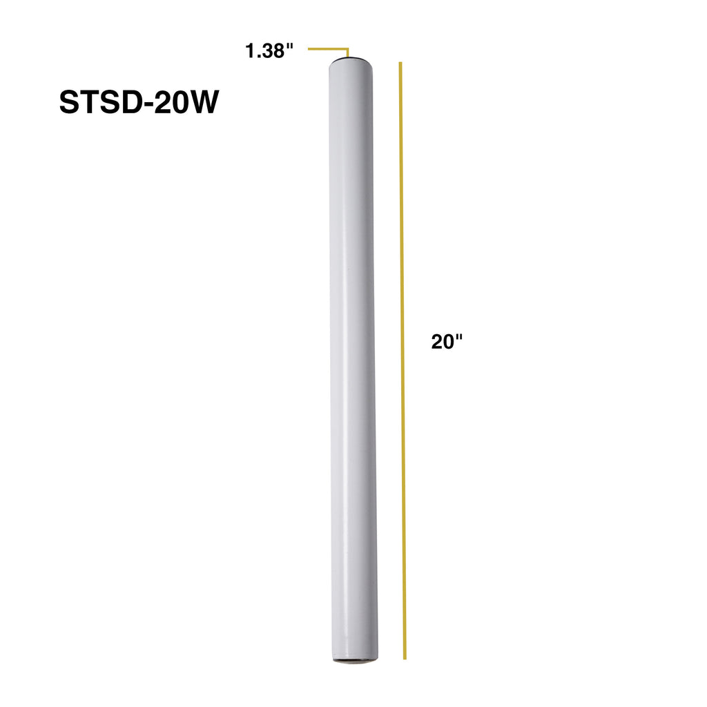 Sound Town STSD-20W-PAIR 2-Pack 20” Subwoofer Mounting Poles, Compatible with 35mm Mount, White - Size and Dimensions