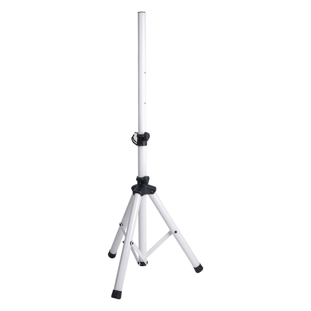 Sound Town STSD-48W-PAIR Universal Tripod Speaker Stand with Adjustable Height, 35mm Compatible Insert, Locking Knob and Shaft Pin, White - Open
