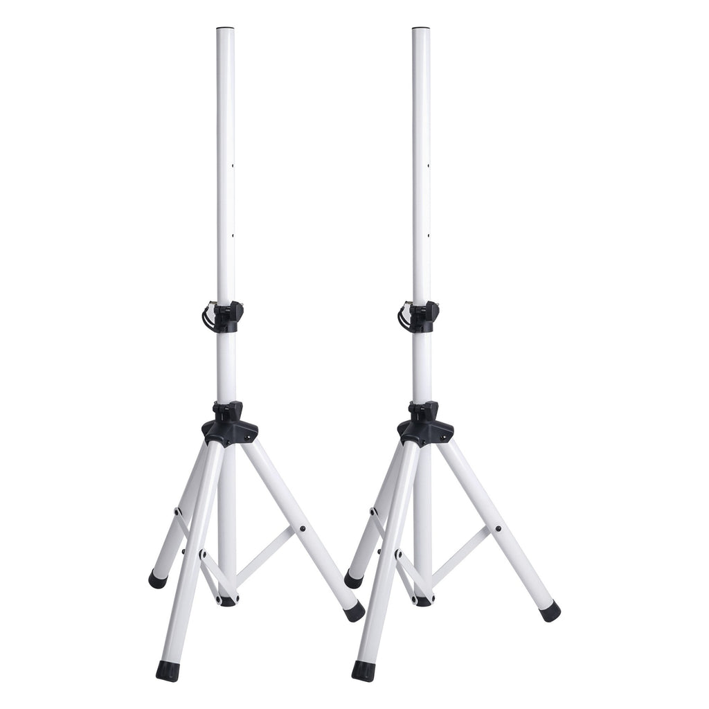 Sound Town STSD-48W-PAIR 2-Pack Universal Tripod Speaker Stands with Adjustable Height, 35mm Compatible Insert, Locking Knob and Shaft Pin, White