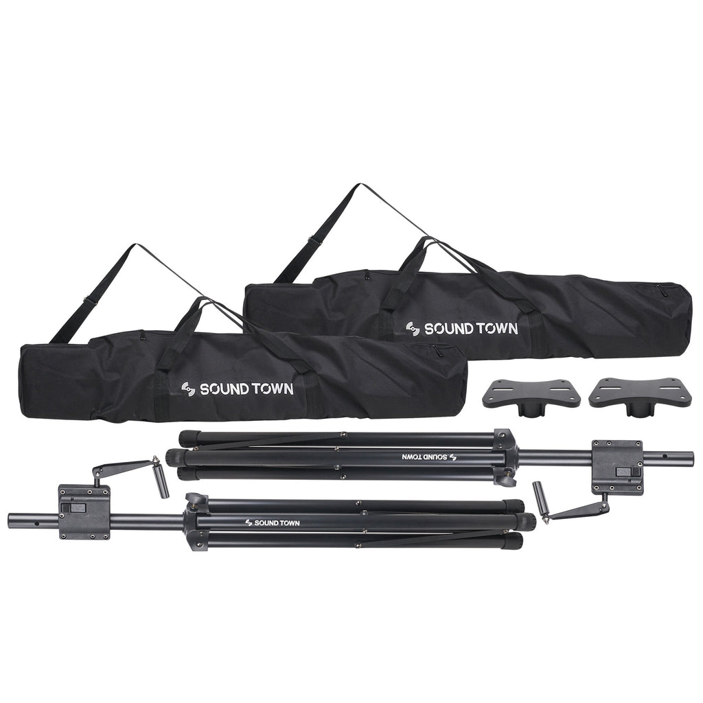 Sound Town STSDA-78CU-PAIR-R 2-Pack Crank-Up Tripod Speaker Stands, with Carry Bags, Pole-Mount Adapter Brackets, Black, Refurbished -  easy to transport, transportable