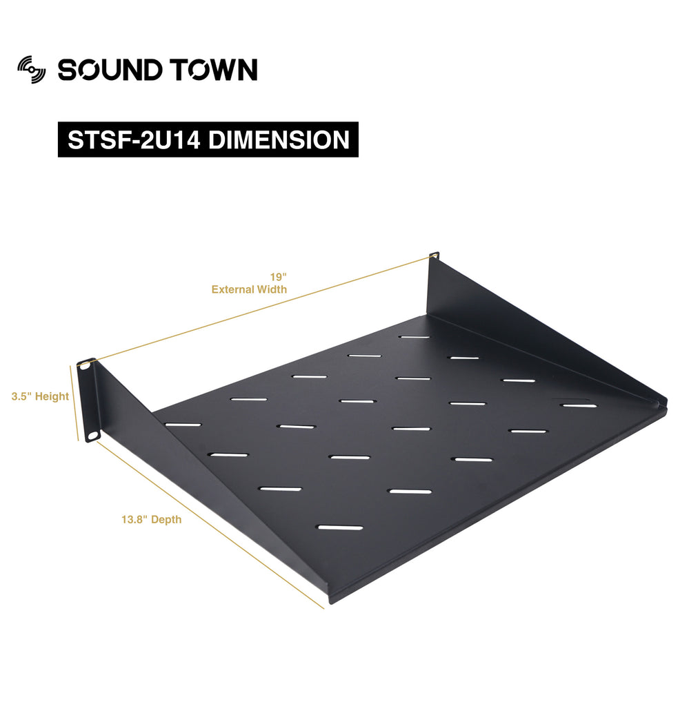 STSF-2U14  19 2U Universal Vented Rack Mount Cantilever Shelf, 14 Deep –  Sound Town