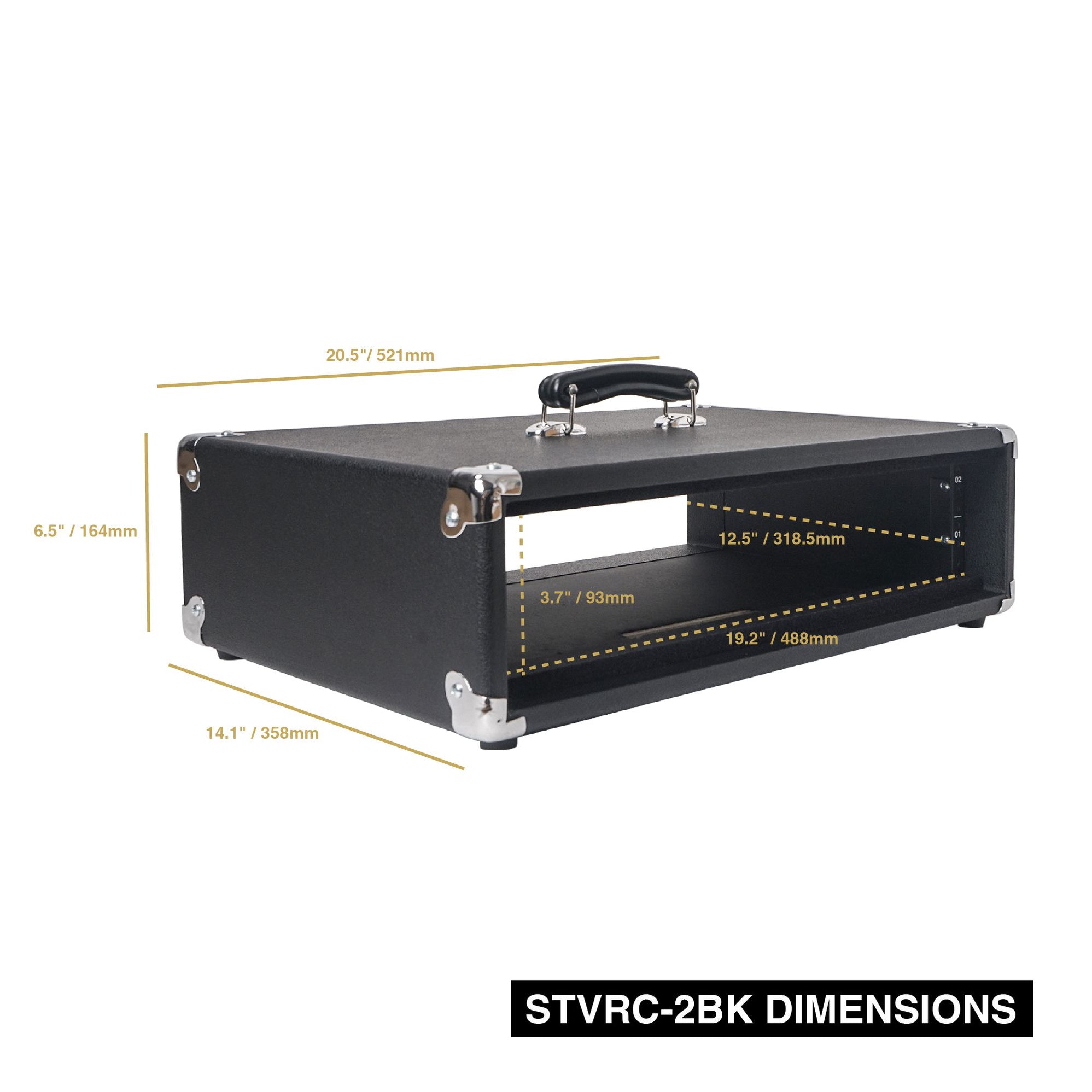 STVRC-2BK | Vintage 2U Amp Rack Case, 12.5