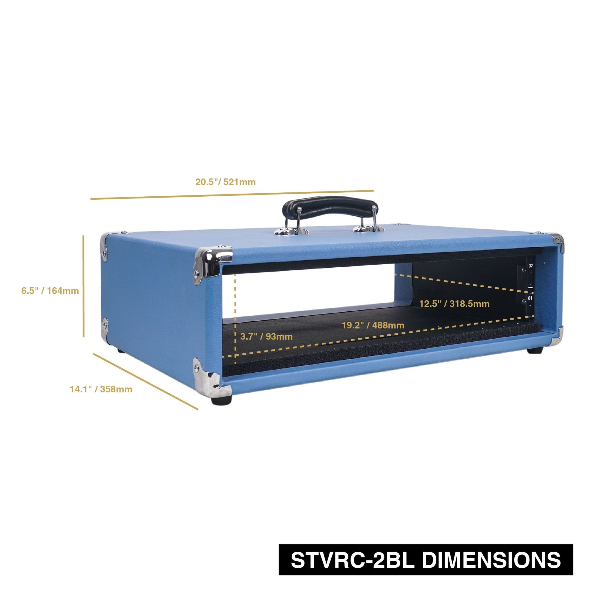 STVRC-2BL | Vintage 2U Amp Rack Case, 12.5