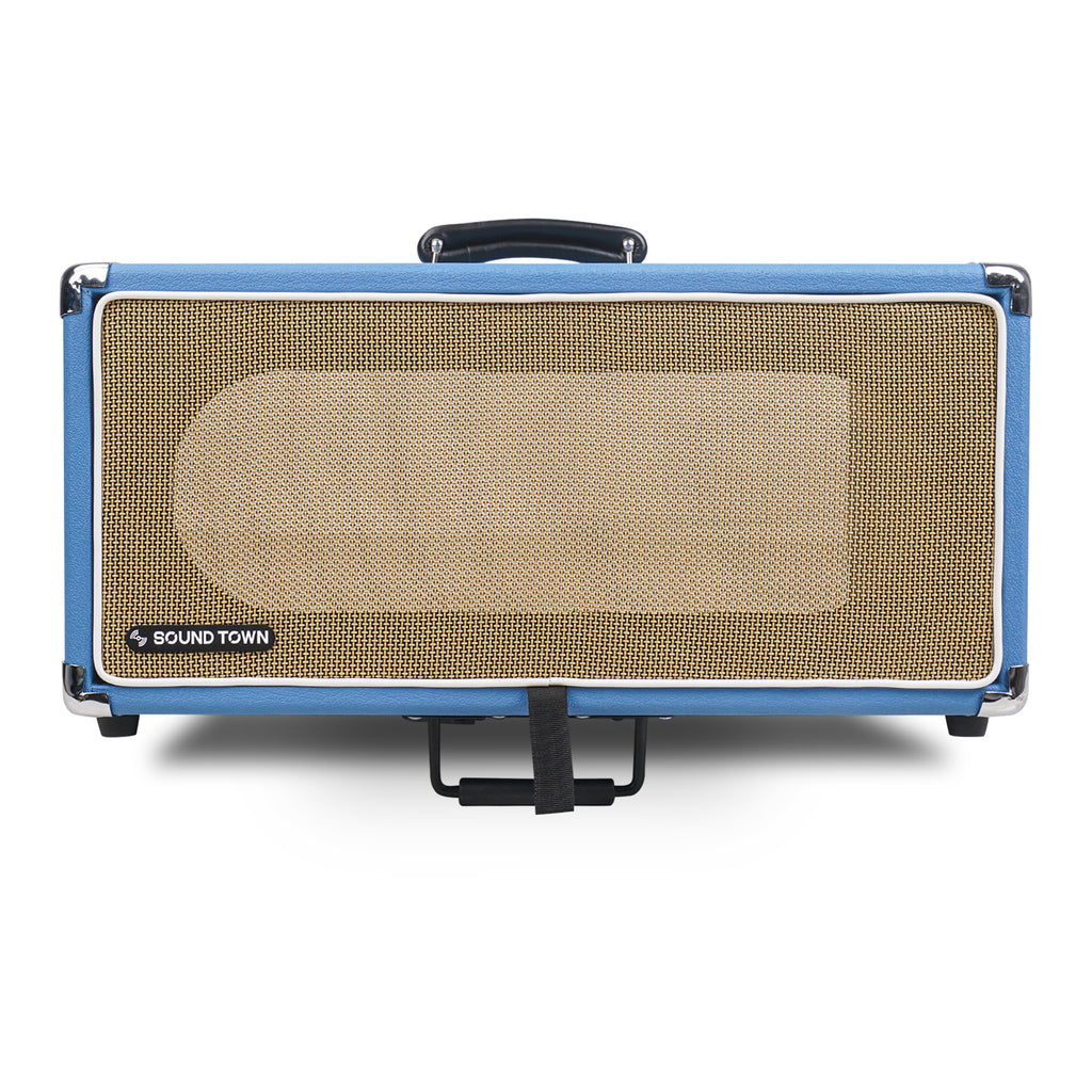 Sound Town STVRC-4BL Vintage 4U Amp Rack Case, 12.5" Depth with Rubber Feet, Dust Cover, Kickstand, Beau Blue - Portable, Stylish