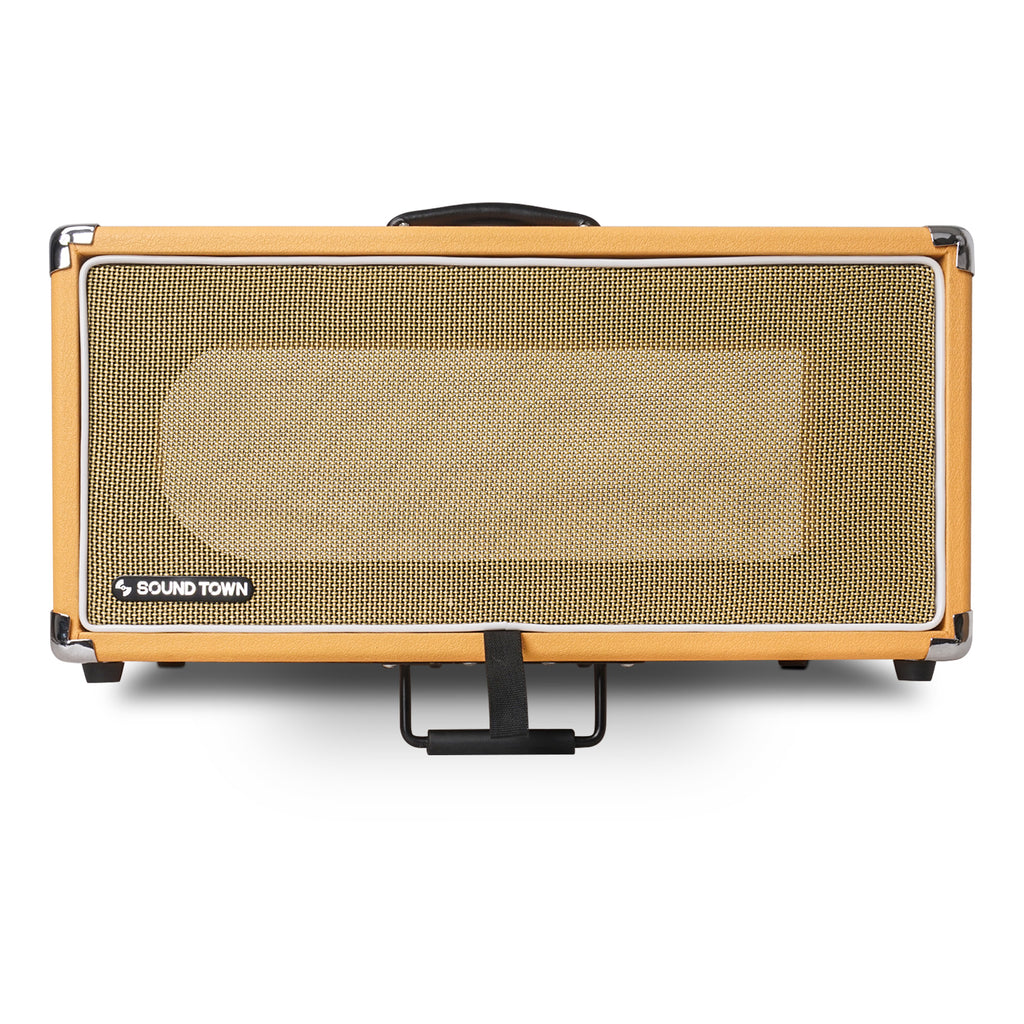 Sound Town STVRC-4OR Vintage 4U Amp Rack Case, 12.5" Depth with Rubber Feet, Dust Cover, Kickstand, Orange - Retro Design