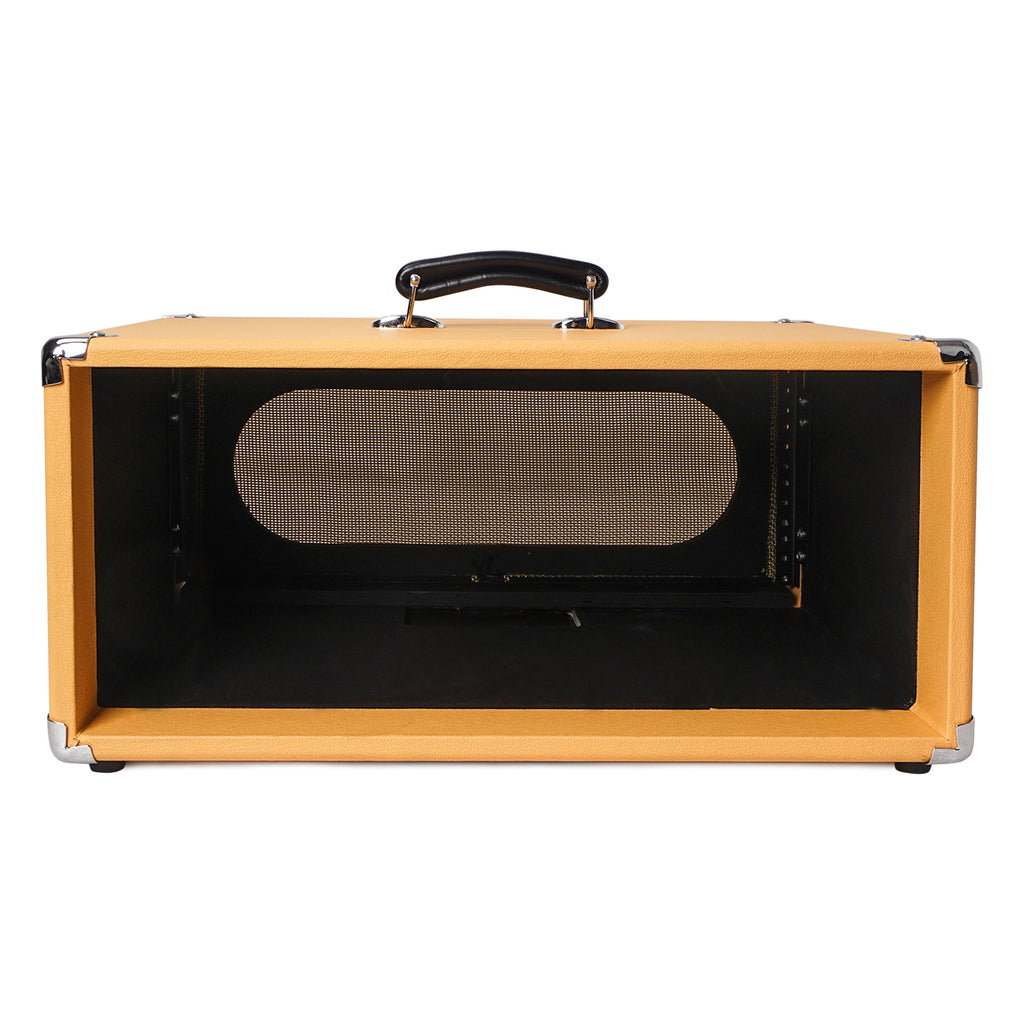 Sound Town STVRC-4OR Vintage 4U Amp Rack Case, 12.5" Depth with Rubber Feet, Dust Cover, Kickstand, Orange - without Front Cover