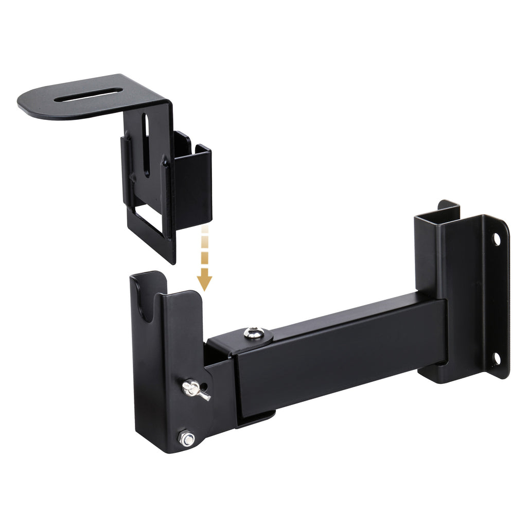 Sound Town STWSD-50R-PAIR 2-Pack Adjustable Wall Mount Speaker Brackets with 180-degree Swivel, 28-degree Tilt Adjustment, Speaker Connectors - Speaker Connector Installation Step2, installation side view