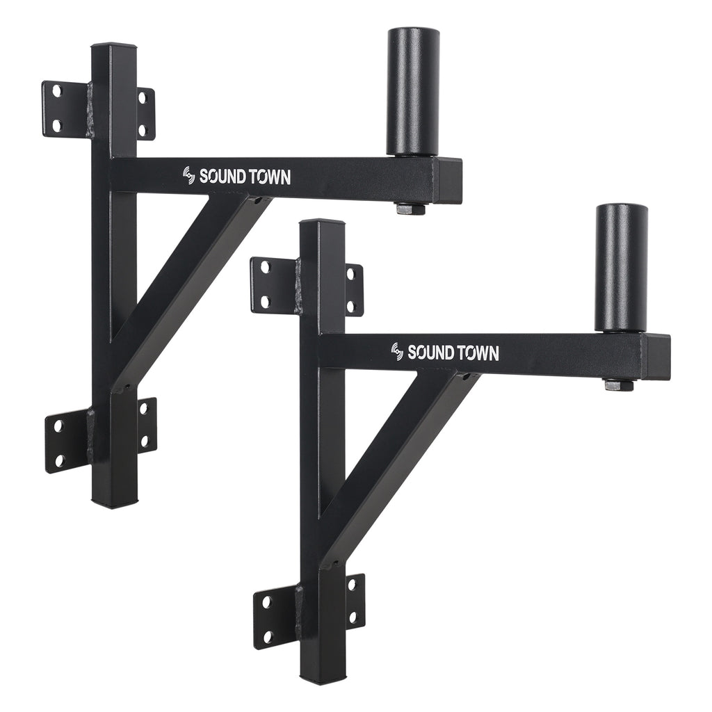 Sound Town STWSD-F15A-PAIR 2-Pack Wall-Mount Speaker Brackets, Fits 35mm Speaker Mounts - Surface Mount