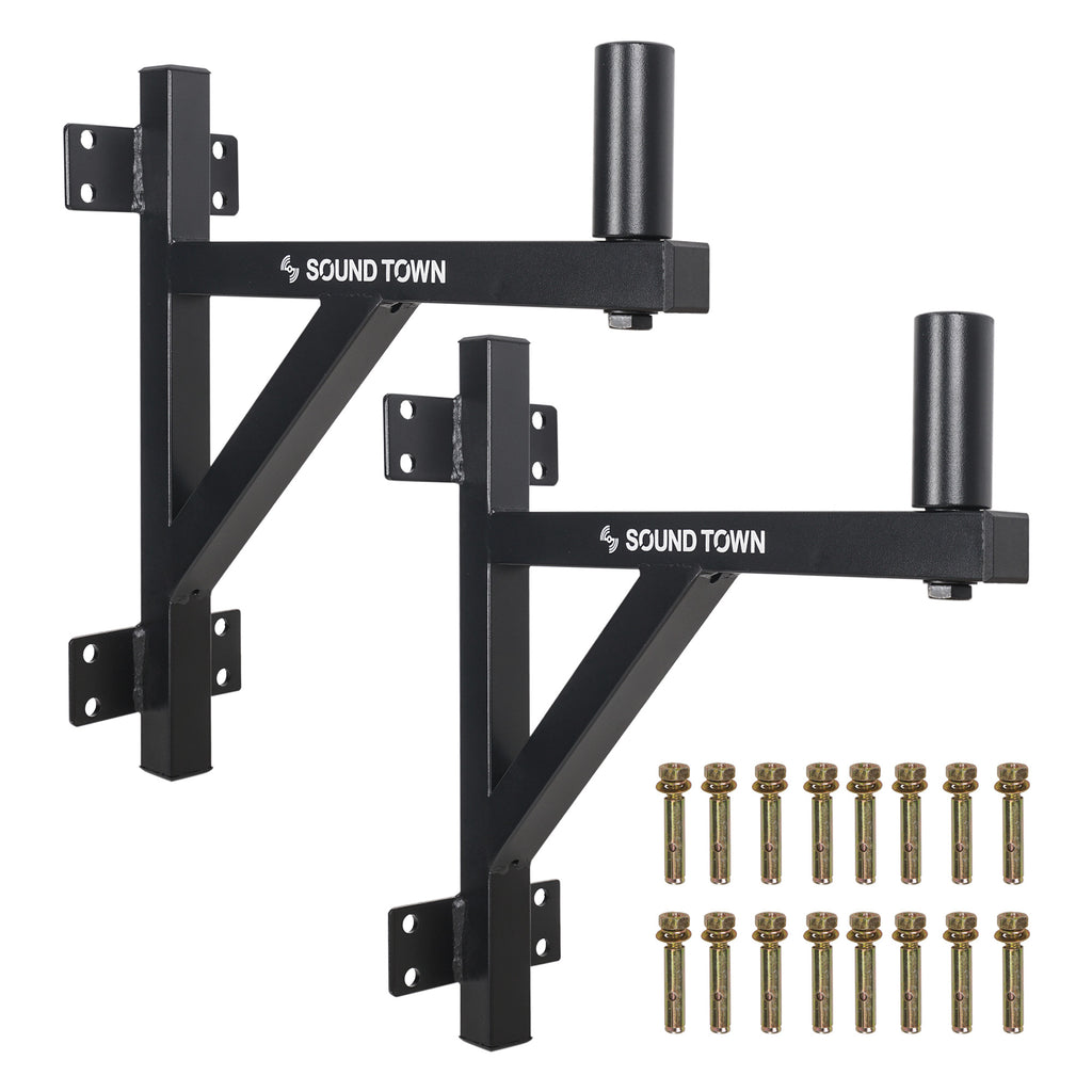 Sound Town STWSD-F15A-PAIR 2-Pack Wall-Mount Speaker Brackets, Fits 35mm Speaker Mounts - Included in the package, package contents, screws