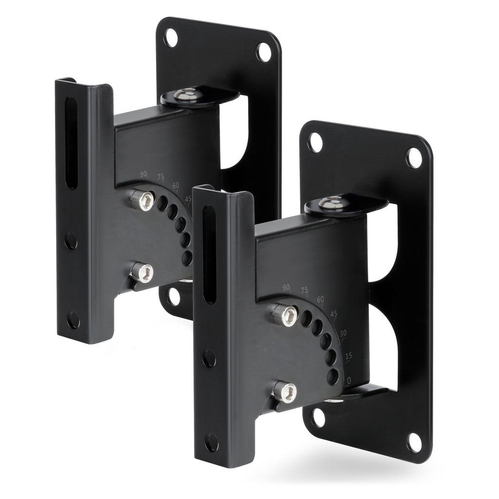 Sound Town STWSD-U40-PAIR 2-Pack Adjustable Wall Mount Speaker Brackets with 180-degree Swivel, 98-degree Tilt Adjustment, Speaker Connectors - Surface Mounting Applications