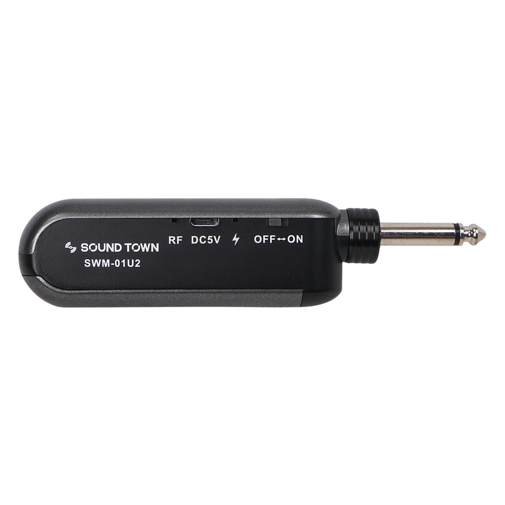 Sound Town SWM01-U2HH-R 100-Channel UHF Rechargeable Wireless Handheld Microphone System with Bluetooth, Built-in Effects, for Karaoke, Events, Church, Meetings, Refurbished - 1/4" Mini Portable Receiver