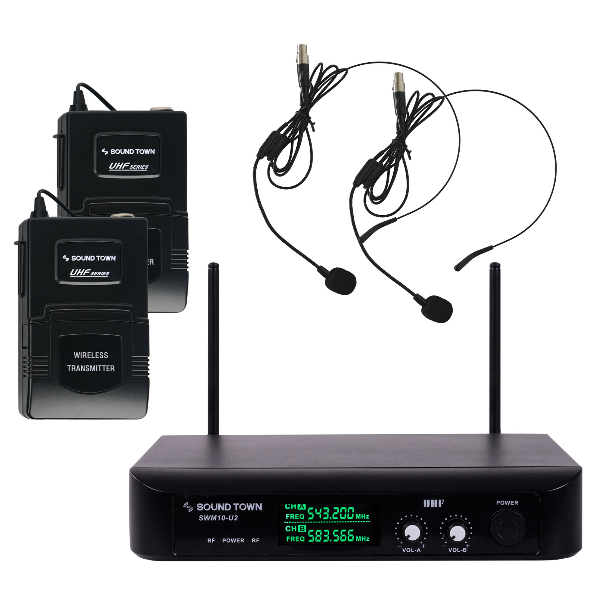 Professional 2 Channel UHF Wireless Microphone System (SWM10 Professional 2 Channel UHF Wireless Microphone System (SWM10