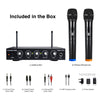 Sound Town SWM16-PRO 16-Channel Wireless Microphone Karaoke Mixer System with Optical (Toslink) Input and Output - Included in the Box / Package, with 2 Wireless Mics, additional 1/4" Jack for add-on  wired or wireless microphones, echo / tone / music volume controls, accessories include 3.5mm to 3.5mm male Audio Cable, Toslink to Toslink Optical Cable, 3.5mm to RCA Audio Cable, USB Charging Cable, Power Adapter for UK or USA or EUROPE