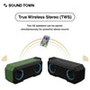 Sound Town X8 Portable Bluetooth Speaker, TWS Bluetooth, IPX7 Waterproof, Stereo Sound, LED Light, Built-in Mic for Phone Calls and Battery Power Bank, for Home and Outdoor, Black (X8-BK) - True Wireless Stereo, Two speakers paired simultaneously