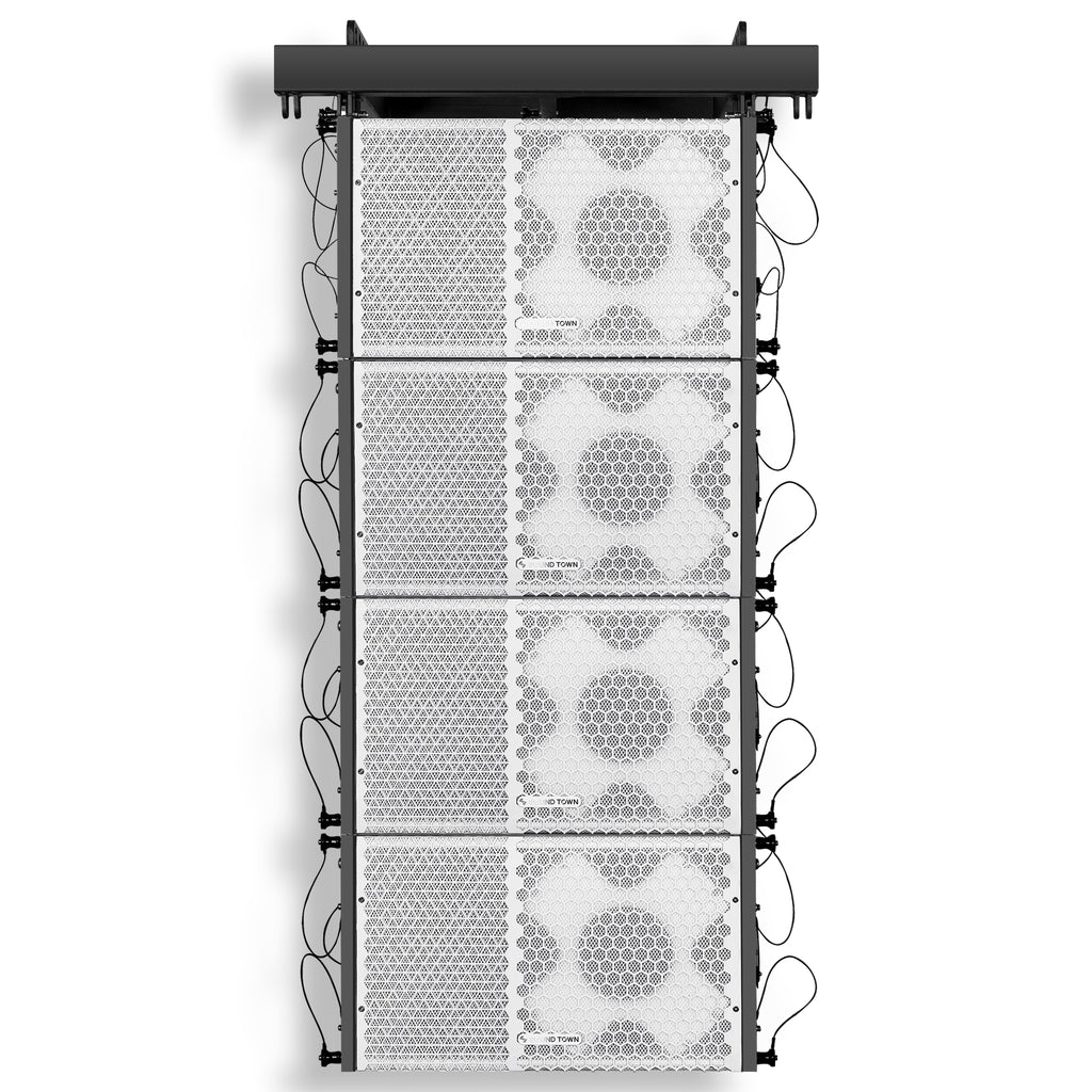 Sound Town ZETHUS-110WX4 | 2 Pairs of 10” Passive Two-Way Line Array Loudspeakers with Flying Frame, Full-Range/Bi-Amp Switchable, Birch Plywood, White