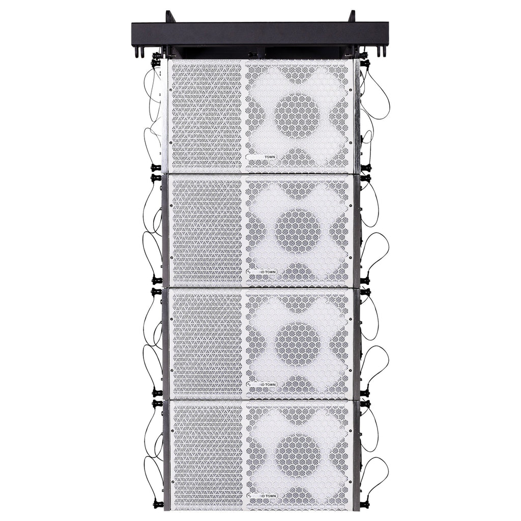 Sound Town ZETHUS-110WX4 ZETHUS Series Line Array Speaker System with Four Compact 1 X 10-inch Line Array Speakers, Full Range/Bi-amp, White for Stages, Clubs, Bars, Restaurants, Churches and Schools
