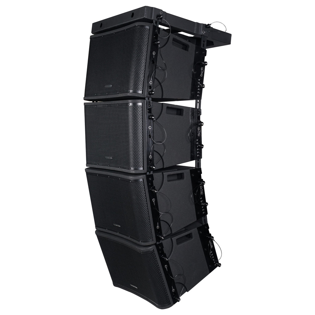 Sound Town ZETHUS-112BPWX4 ZETHUS Series 4 x 12” Powered 2-Way Line Array Loudspeaker System with Two Titanium Compression Drivers, Black for Live Sound, Club, Bar, Restaurant, Church and School - Left Panel