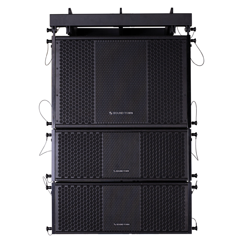 Sound Town ZETHUS-115SPW208X2 ZETHUS Series Line Array Speaker System with One 15-inch Powered Line Array Subwoofer, Two Compact 2 X 8-inch Line Array Speakers, Black - sets