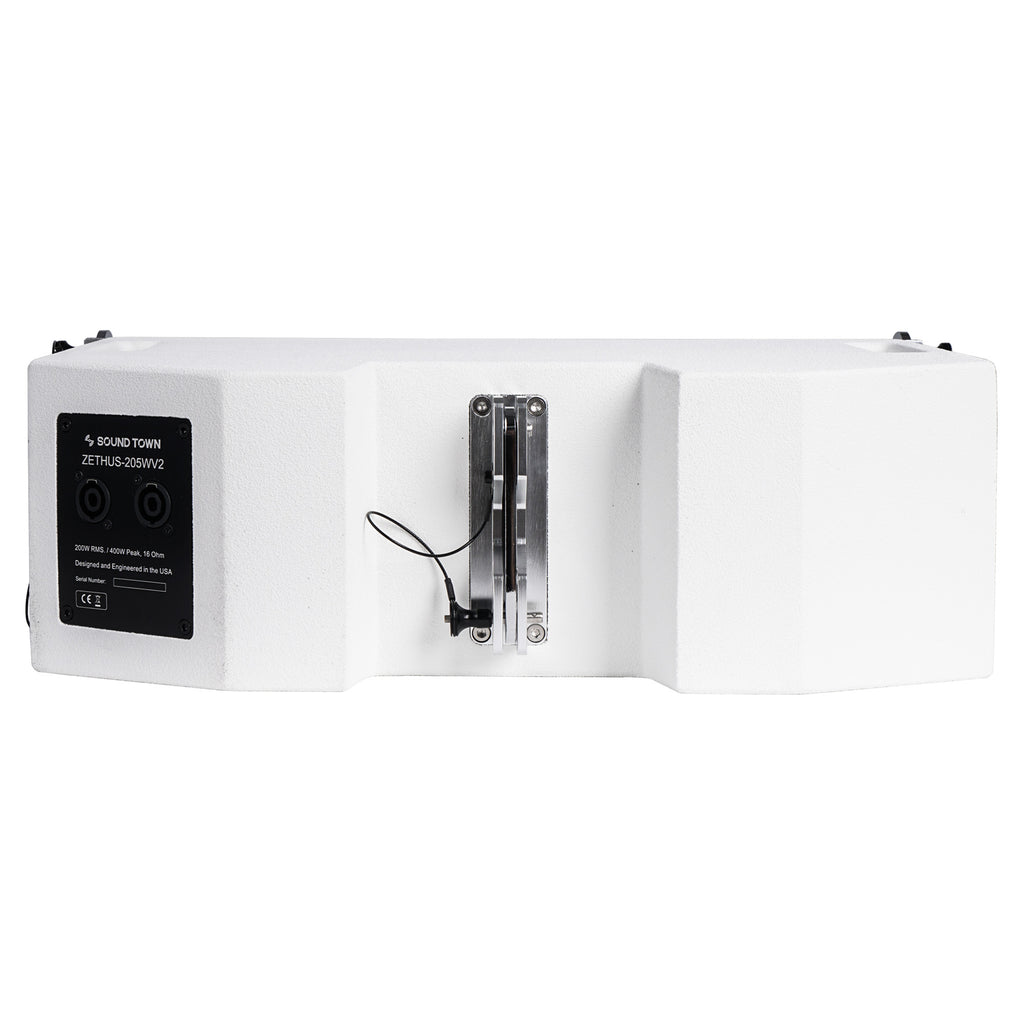 Sound Town ZETHUS-205WV2 ZETHUS Series Dual 5 inch Line Array Loudspeaker System with Titanium Compression Driver, White - Back Panel