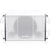 Sound Town ZETHUS-115SWPW208WV2X2 ZETHUS Series Line Array Speaker System with One 15-inch Powered Line Array Subwoofer, Two Compact 2 X 8-inch Line Array Speakers, White - subwoofer front panel