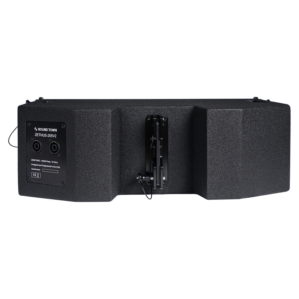 Sound Town ZETHUS-205V2 ZETHUS Series 2 X 5” Line Array Loudspeaker System with Titanium Compression Driver, Black - Back Panel