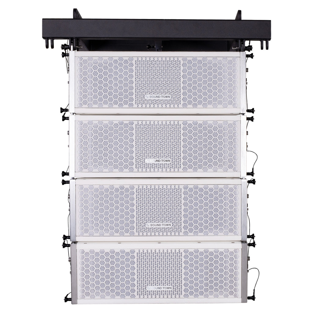 Sound Town ZETHUS-205WV2X4 ZETHUS Series Line Array Speaker System w/ Four White Compact 2 X 5-inch Line Array Speakers, White - sets Front View