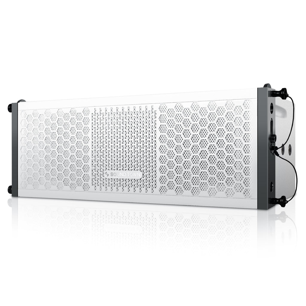 Sound Town ZETHUS-205WV2X4 ZETHUS Series Line Array Speaker System w/ Four White Compact 2 X 5-inch Line Array Speakers, White - Loudspeaker Left Panel 