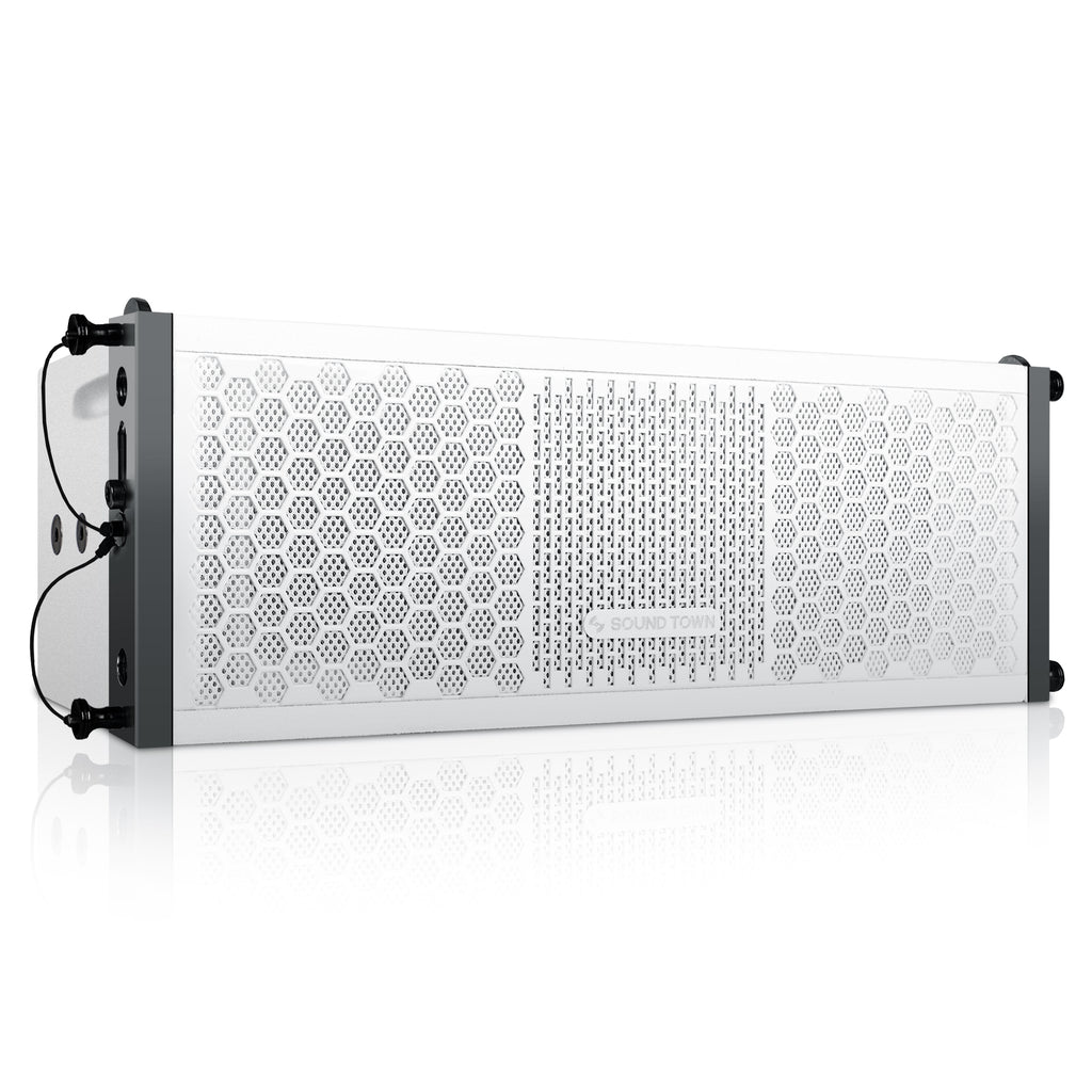 Sound Town ZETHUS-205WV2X4 ZETHUS Series Line Array Speaker System w/ Four White Compact 2 X 5-inch Line Array Speakers, White - Loudspeaker Right Panel