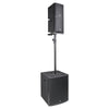 Sound Town ZETHUS-M115SM3X2 ZETHUS Series Line Array Speaker System with One 15" Subwoofer, Two Compact 6 x 3" Line Array Speakers, Black - Side, for small to medium-sized applications including clubs, bars, restaurants, churches, schools and more