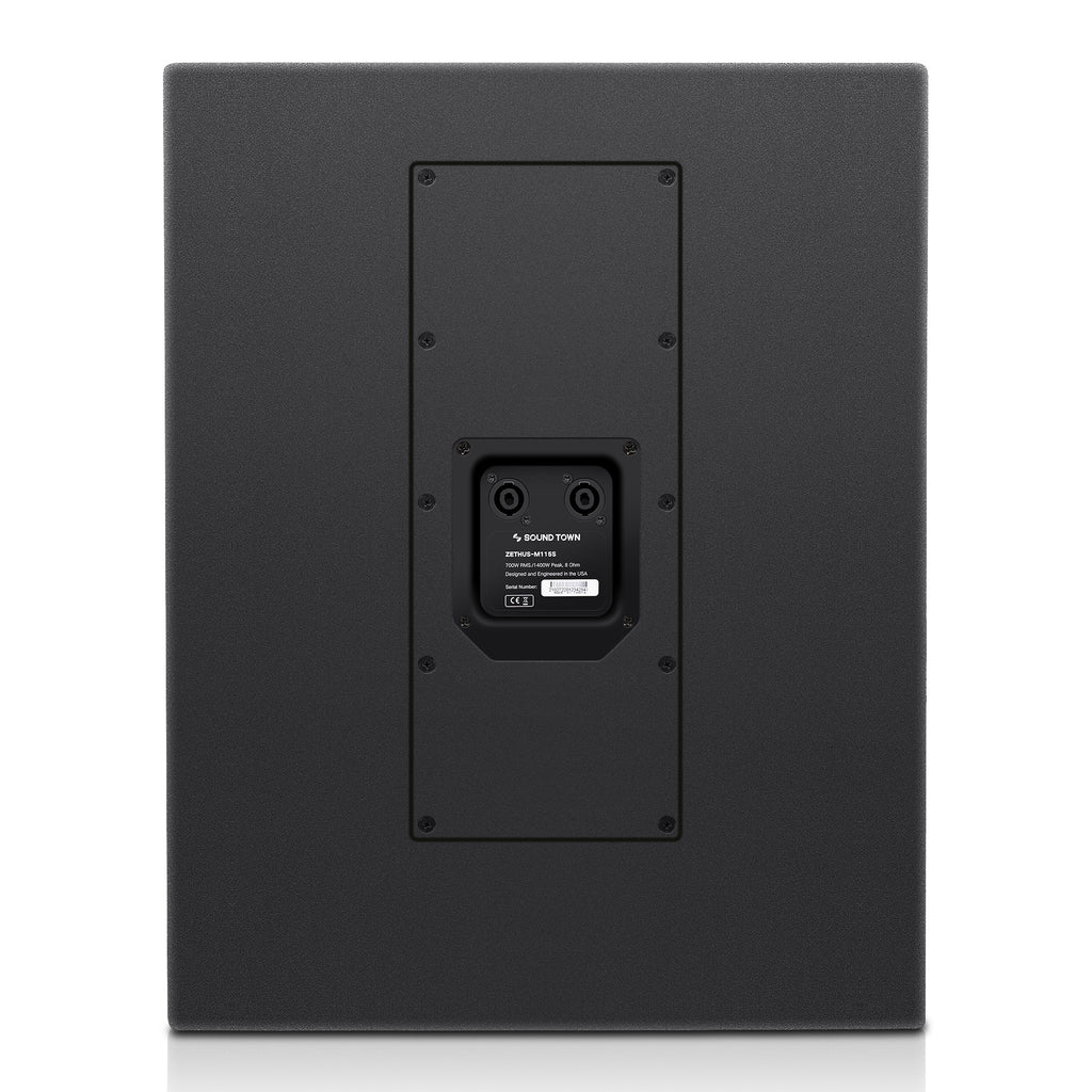 Sound Town ZETHUS-M115S ZETHUS Series 1400W Passive Line Array Subwoofer, Black for Live Sound, Stage, Clubs, Churches and Schools - Back Panel