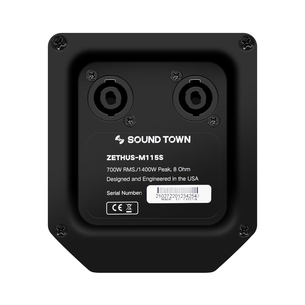 Sound Town ZETHUS-M115S ZETHUS Series 1400W Passive Line Array Subwoofer, Black for Live Sound, Stage, Clubs, Churches and Schools - Speakon Input and Outputs