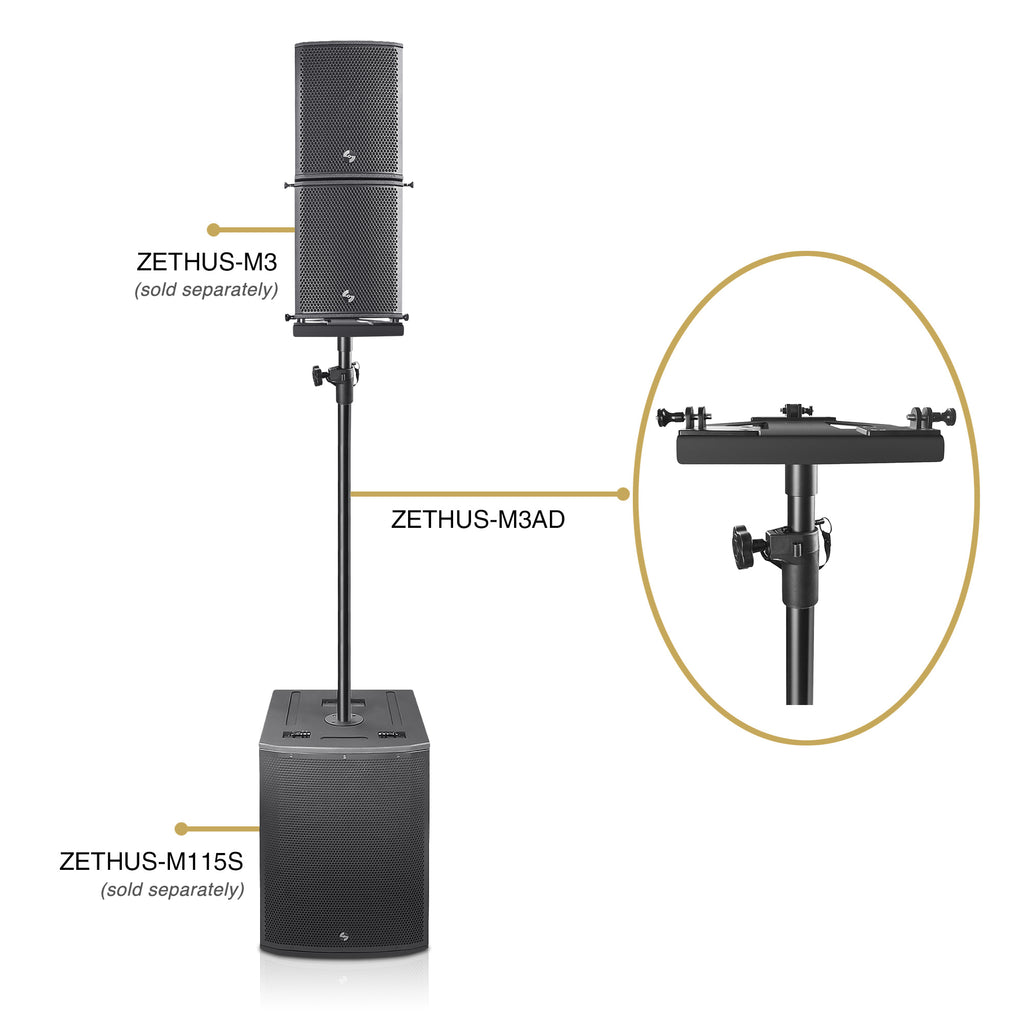 Sound Town ZETHUS-M3AD ZETHUS Series Subwoofer Speaker Stand and Mounting Adapter for ZETHUS-M3 Line Array - Connection Scenario