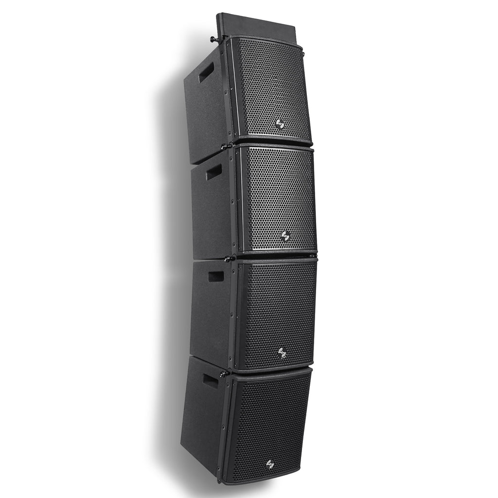 Sound Town ZETHUS-M3X4 ZETHUS Series Line Array Speaker System with Four Compact 6 x 3" Line Array PA Speakers and One Flying Frame, Black - Passive